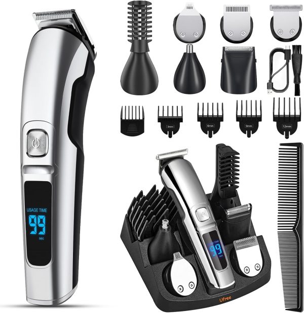 Ufree Beard Trimmer for Men, Waterproof Electric Razor for Nose, Body, Face & Mustache, Cordless Hair Clippers Shavers Grooming Kit, Gifts for Men.